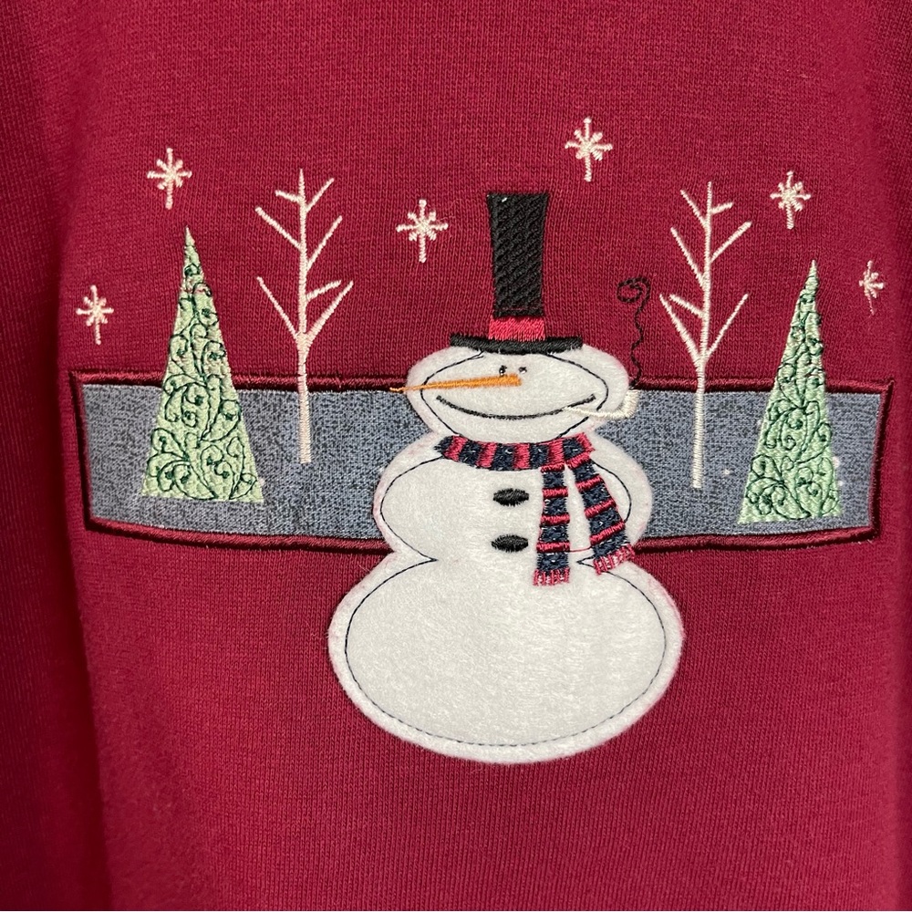 Vintage MC Sportswear Cozy Snowman Sweater S Petite Double Crew Neck Christmas - Picture 5 of 6